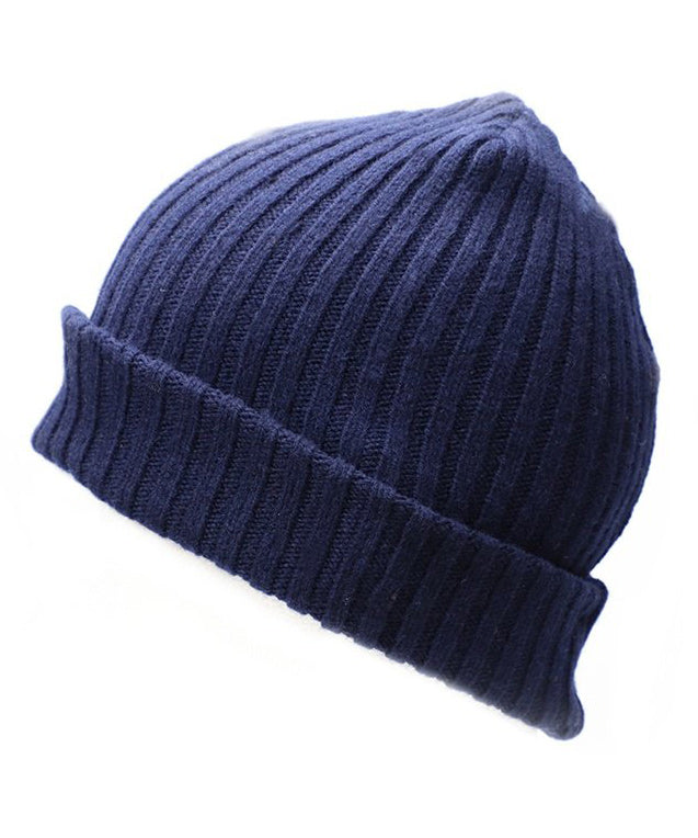 Blue Men and Women's Icelandic Wool Ribbed Beanie - 100% Made in Iceland - World Chic