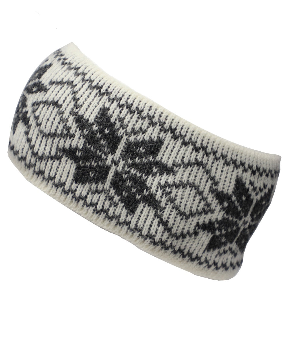 White and Gray - Men and Women's Icelandic Wool Patterned Headband- 100% Made in Iceland - World Chic