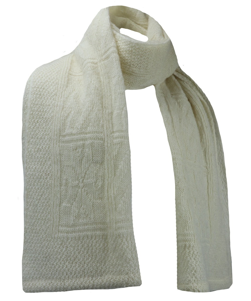 Wool Structured Scarf - White - Men and Women's Icelandic Wool Scarf - 100% Made in Iceland - World Chic