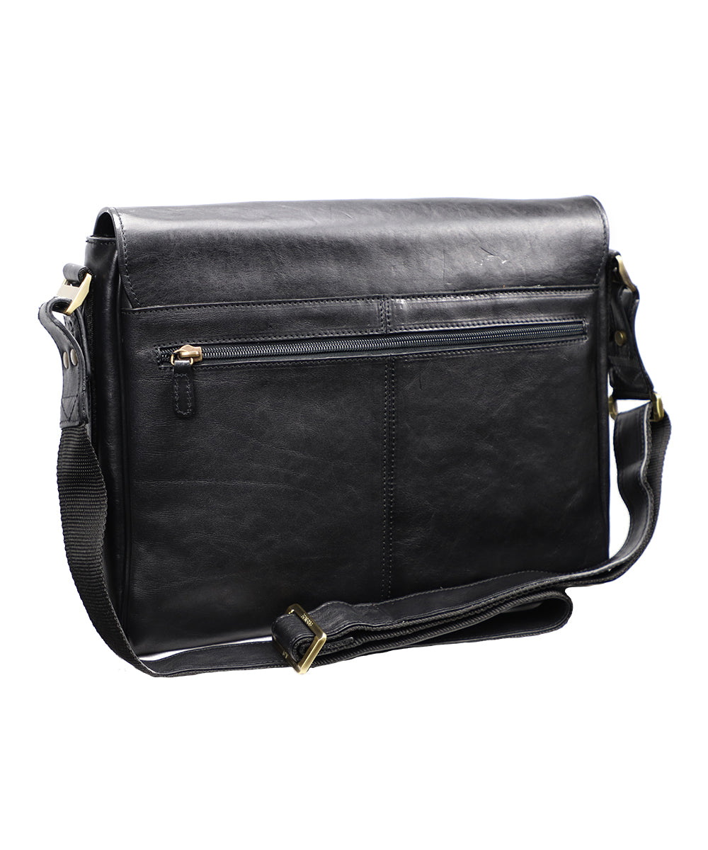 Men's Black Italian Leather Briefcase. 100% made in Italy - World Chic