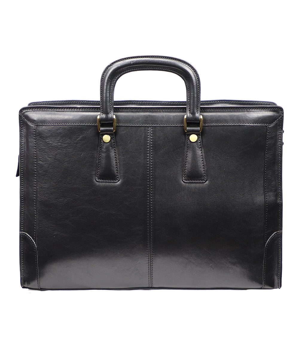 Women's Black Italian Leather Briefcase. 100% made in Italy - World Chic