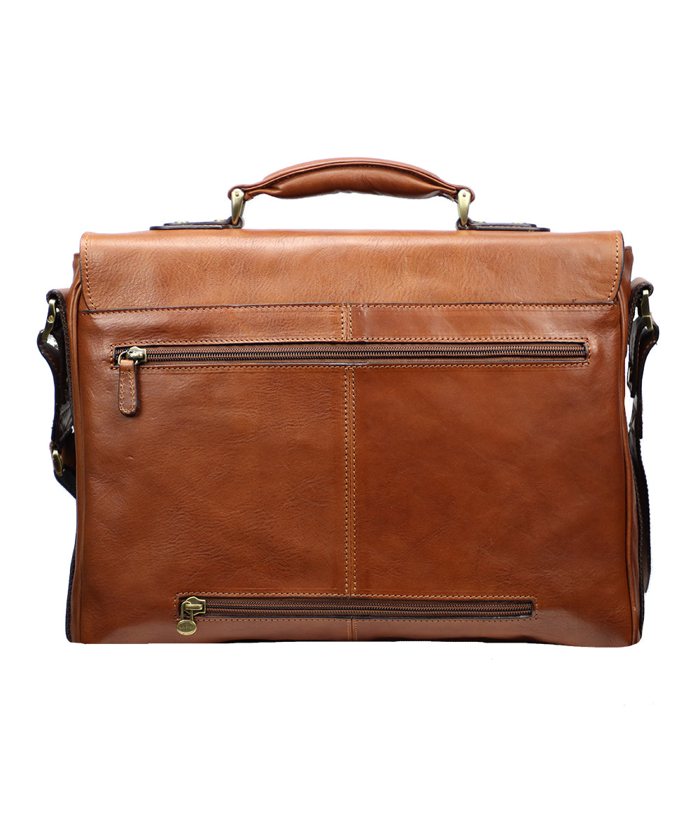 Men's Brown Italian Leather Briefcase - 100% Made in Italy - World Chic