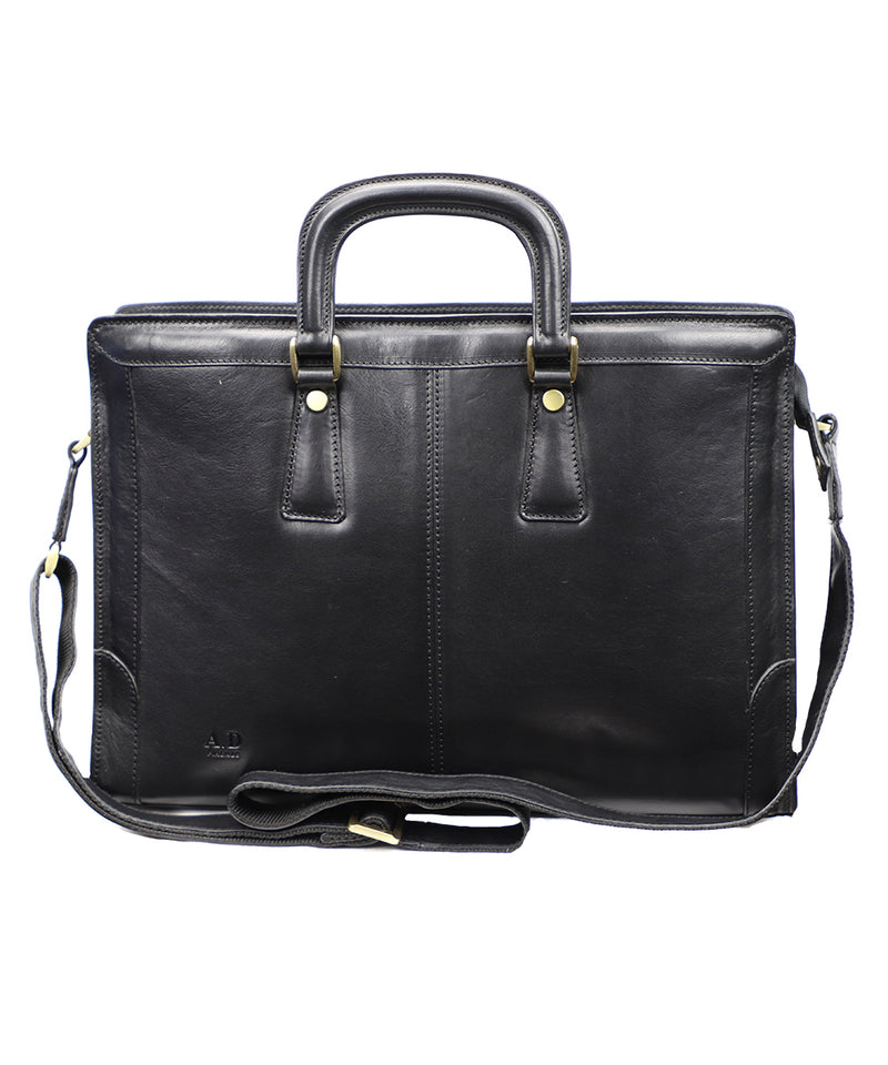 Women's Black Italian Leather Briefcase. 100% made in Italy - World Chic