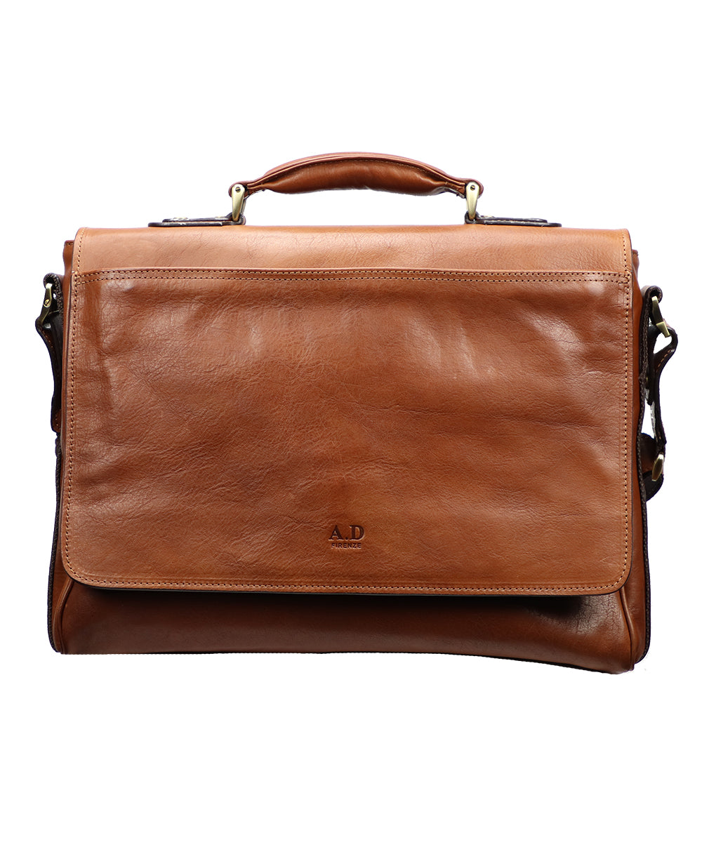 Men's Brown Italian Leather Briefcase - 100% Made in Italy - World Chic
