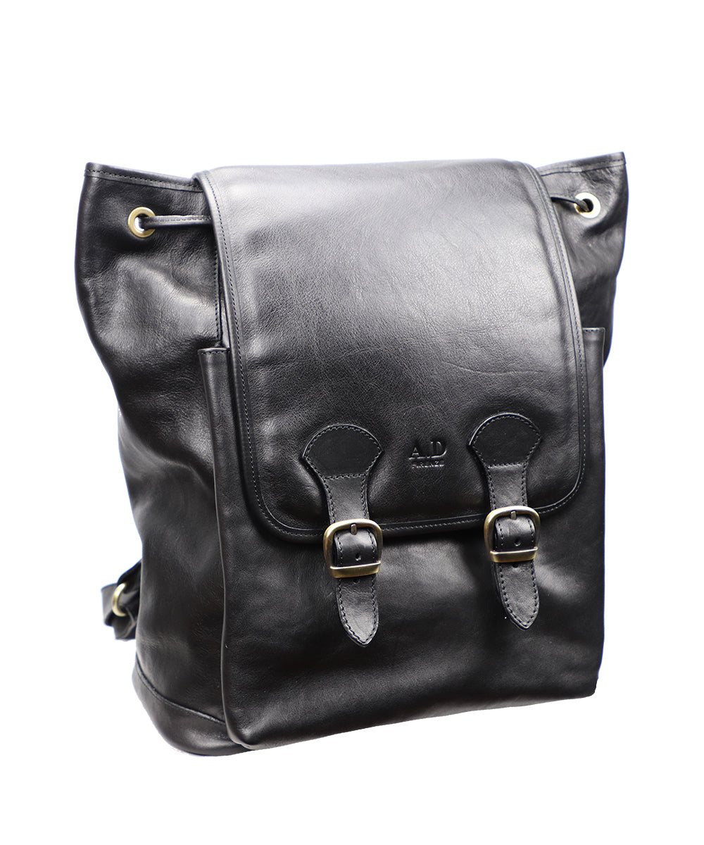 Black Italian Leather Backpack. 100% made in Italy - World Chic