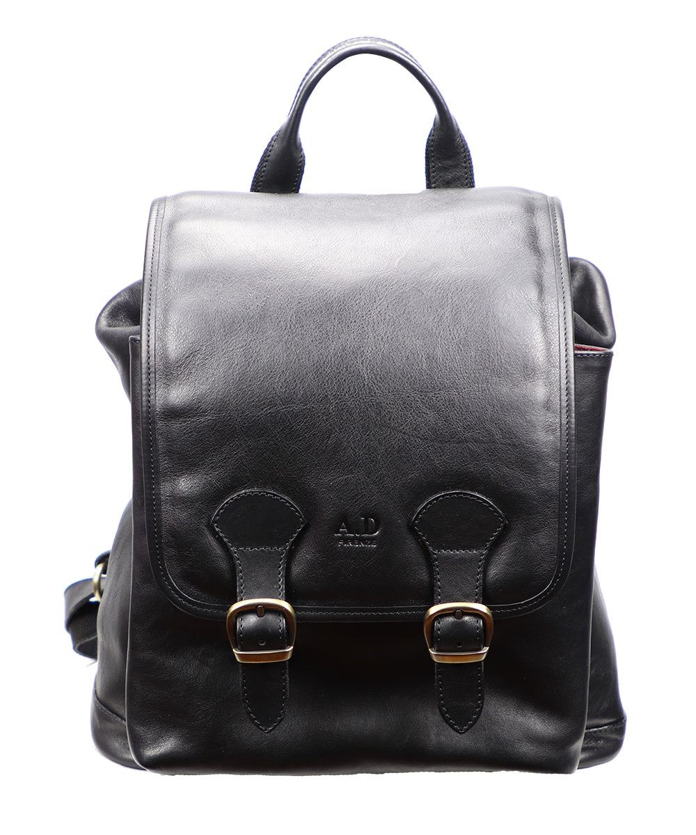Black Italian Leather Backpack. 100% made in Italy - World Chic