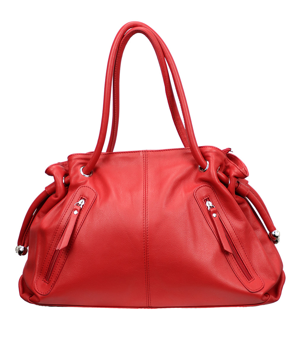 Women's Red Italian Leather Handbag. 100% Made in Italy - World Chic