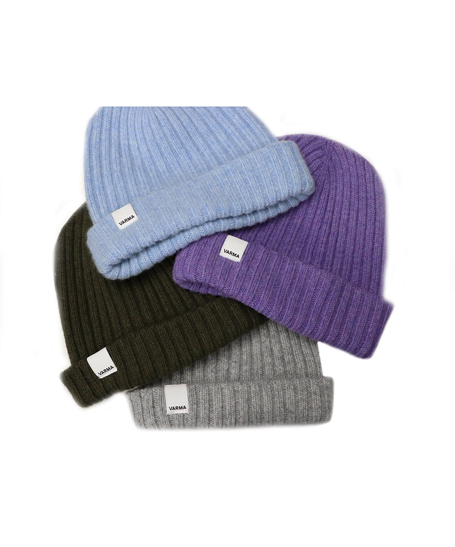 Blue, Purple. Green, Gray Child's Icelandic Wool Ribbed Beanie - 100% Made in Iceland - World Chic